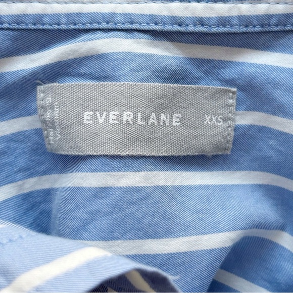 Everlane The Way-Short Striped Shirt XXS Silky Cotton Mariner Blue - Picture 6 of 8